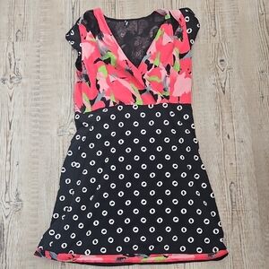 Smash Floral and Polka Dot Peekaboo Shoulder Dress